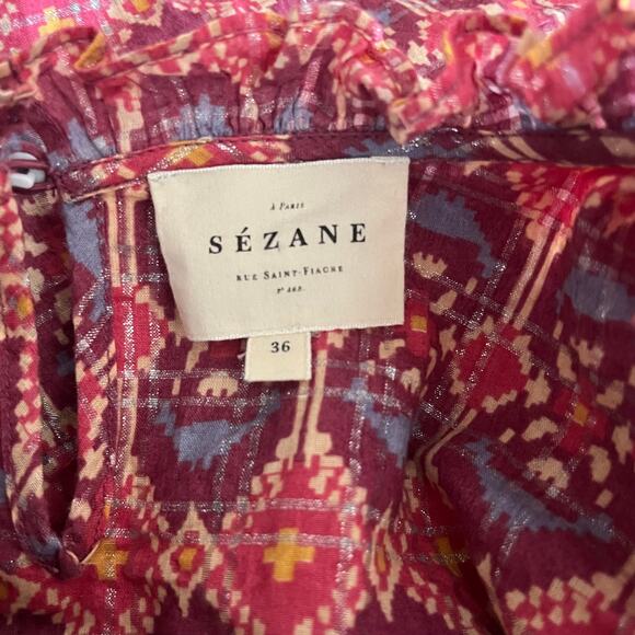 Sezane Emmy Blouse Pink Ruffle Top Size 36 US Size 4 / Small - Picture 8 of 10